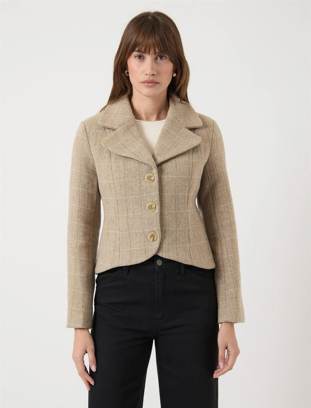 YasThela Wool Blend Short Jacket - Taupe Grey