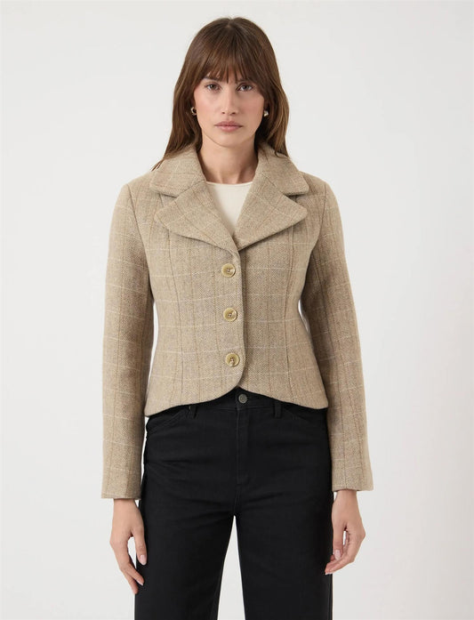 YasThela Wool Blend Short Jacket - Taupe Grey