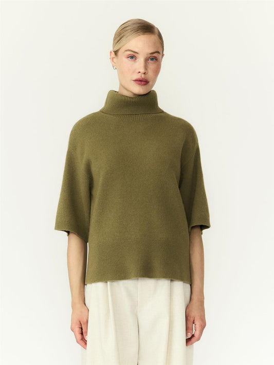 YasEmila Wool Knit Pullover - Fir Green Melange