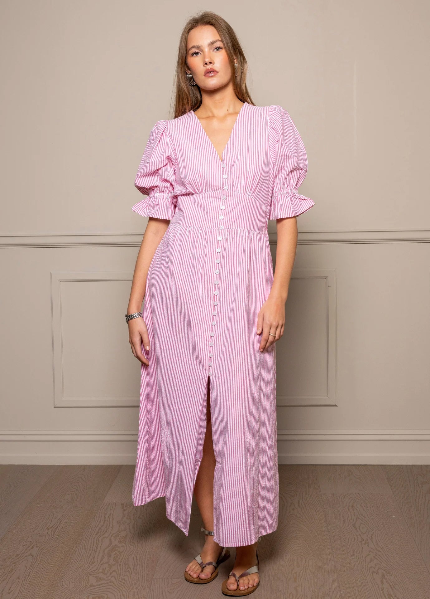 Andrea Dress - Pink Seersucker