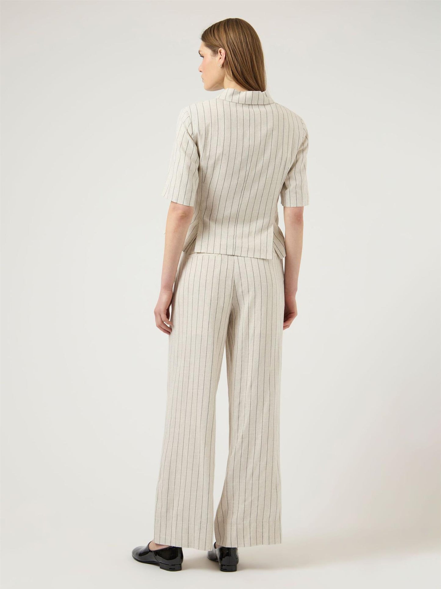 YasLinura Linen Blend Blazer - Pristine Pinstripe