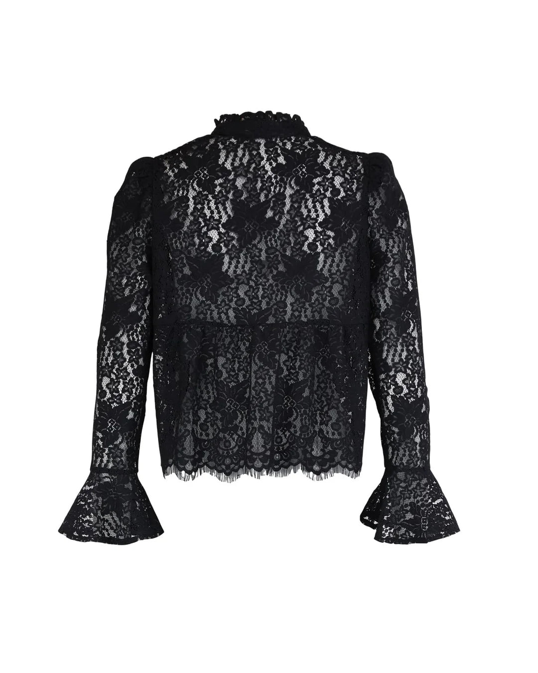 Lace Ruffle Blouse - Black