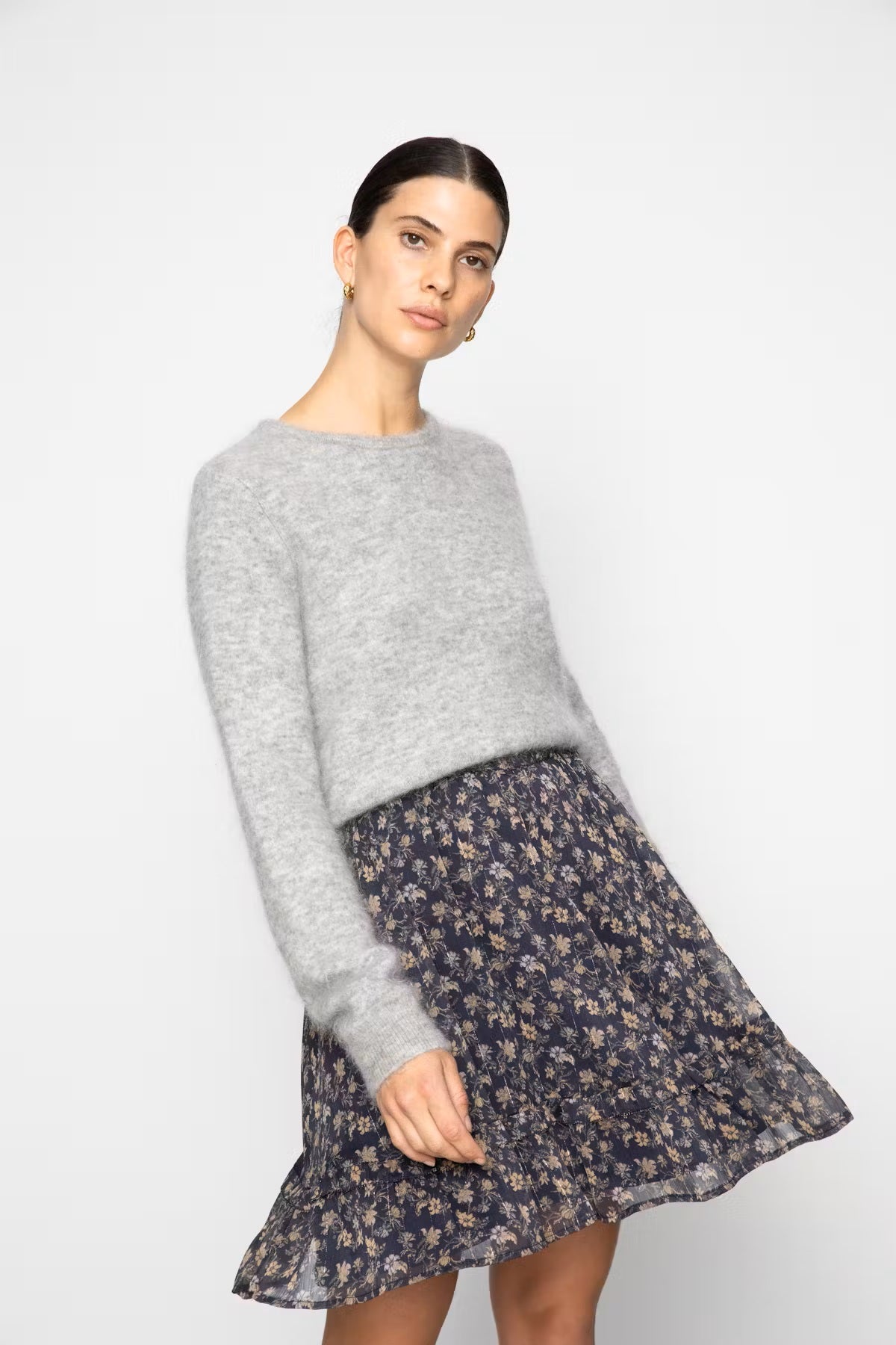 Sunniva Skirt Navy Dahlia Print