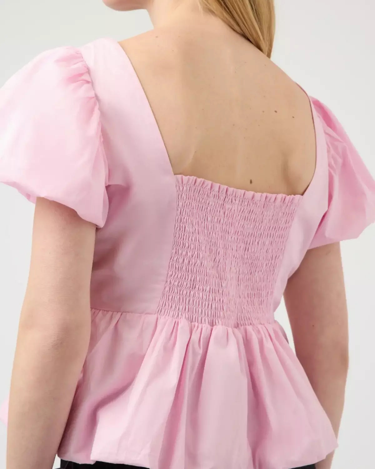 YasNille Bubble Hem Top - Pink Lady