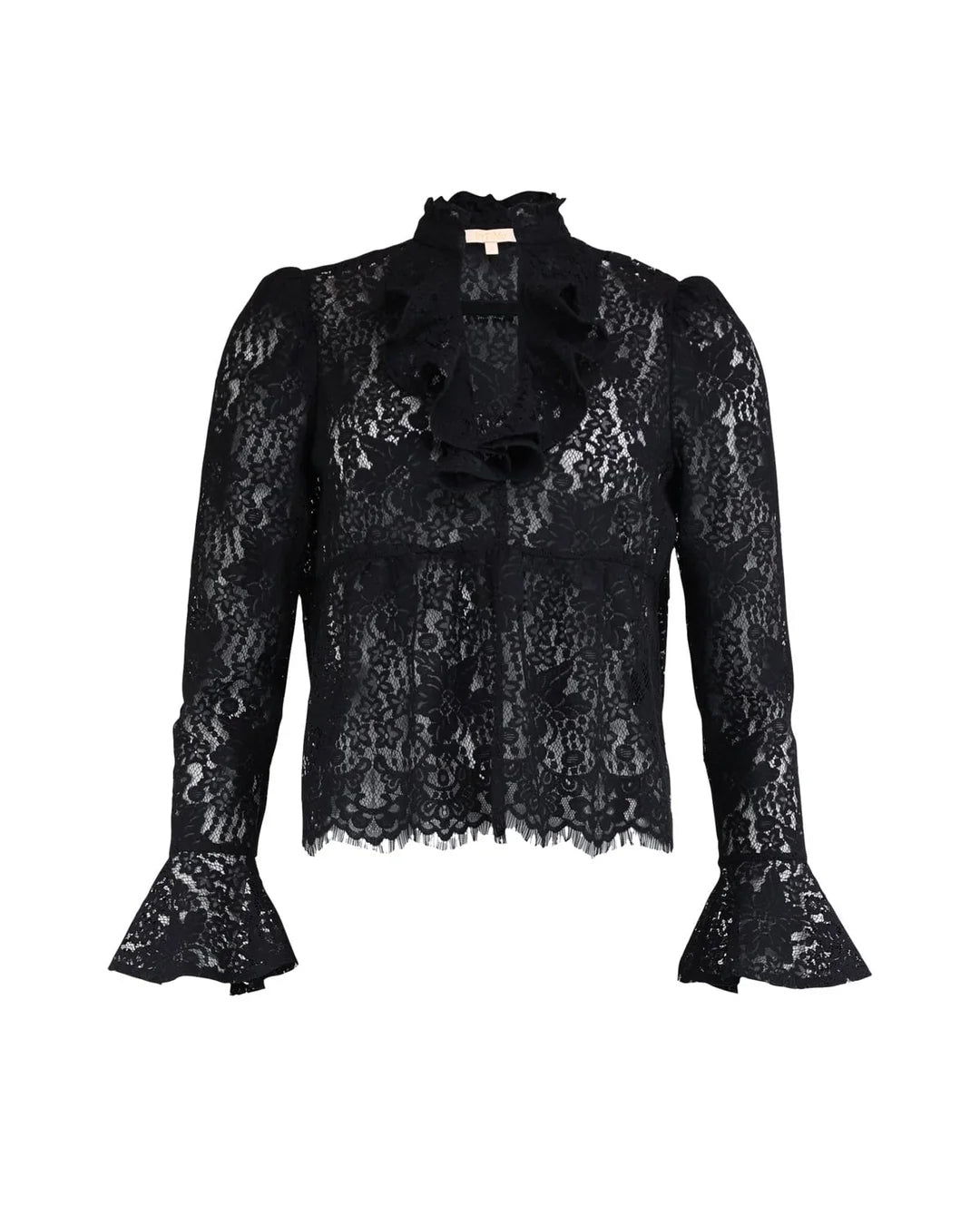 Lace Ruffle Blouse - Black