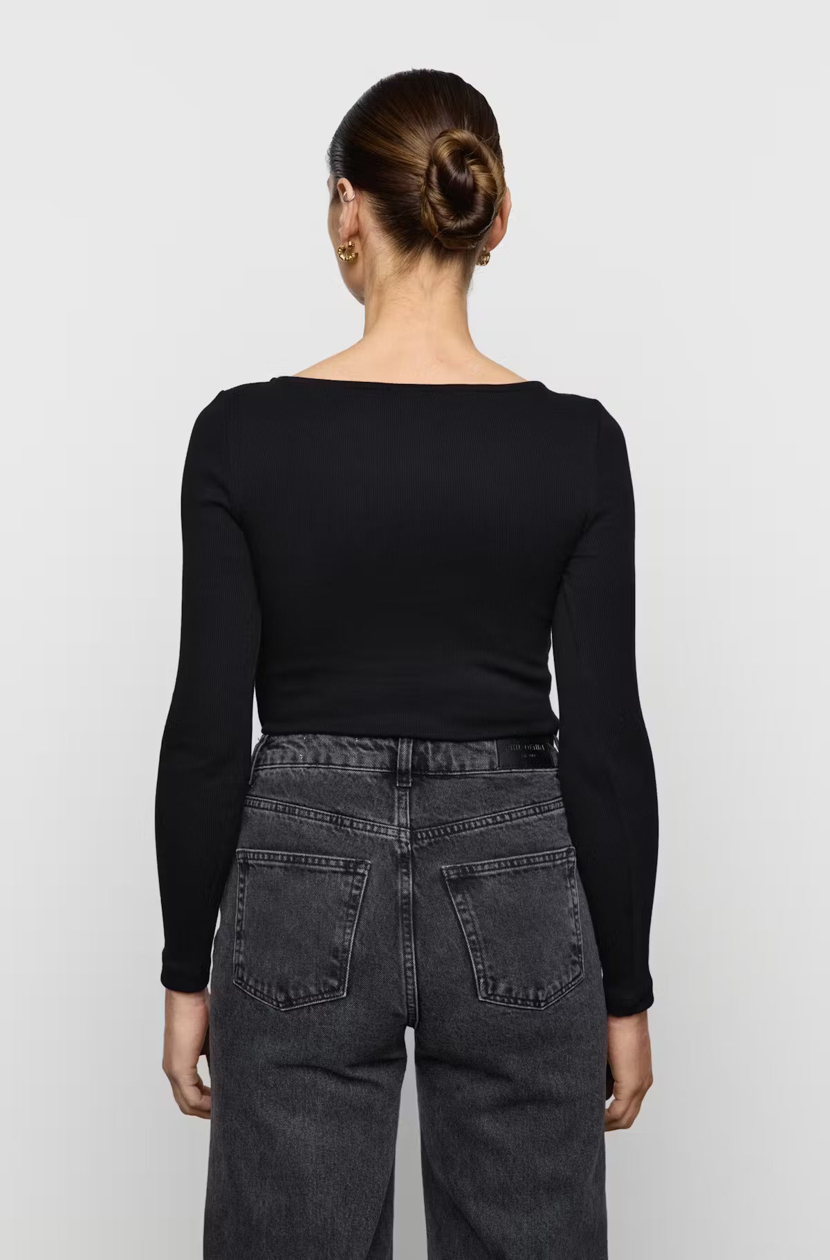 Petronella Rib Boatneck Black