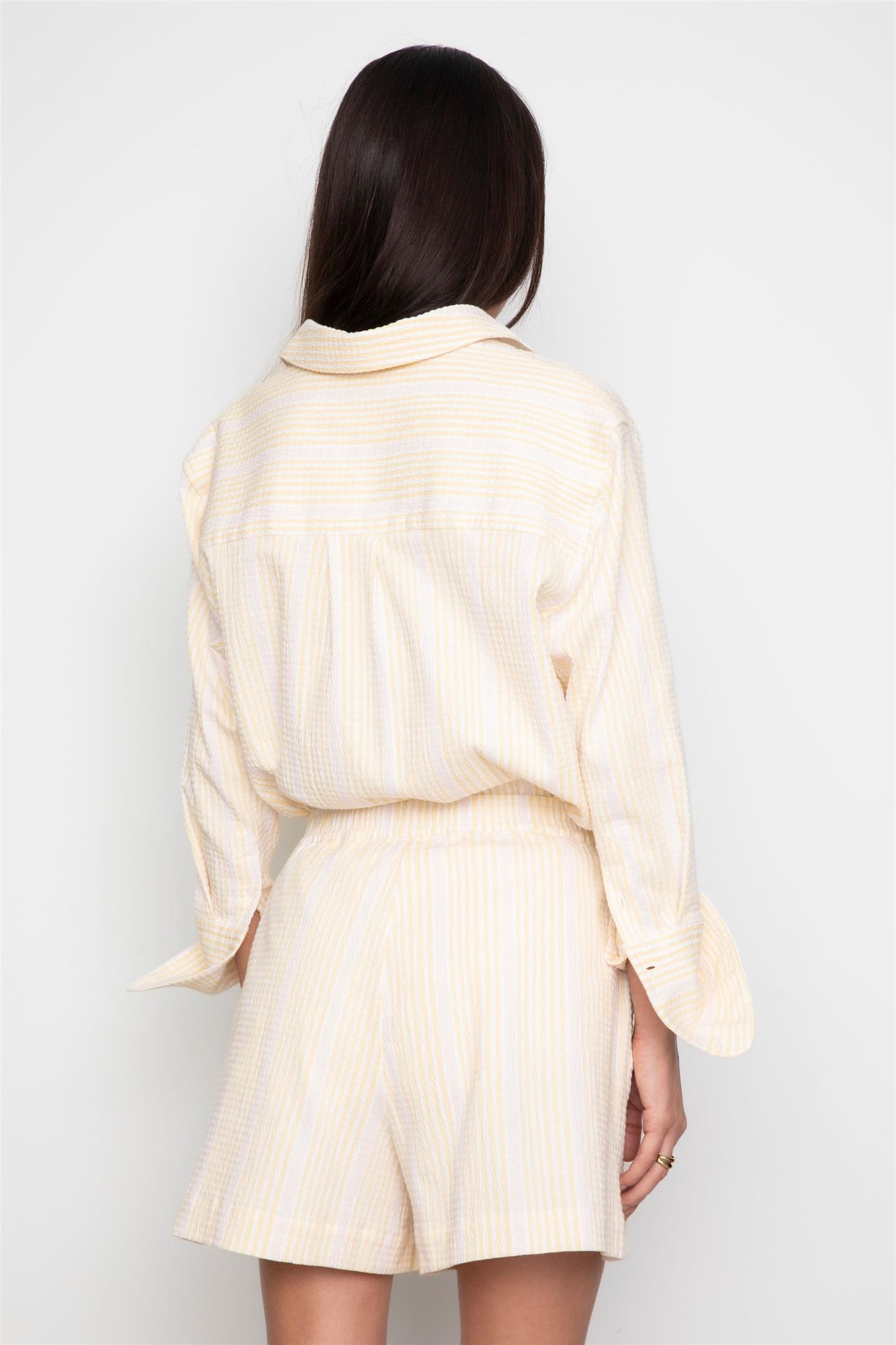 Bibi Crepe Shirt - Light Yellow Stripe