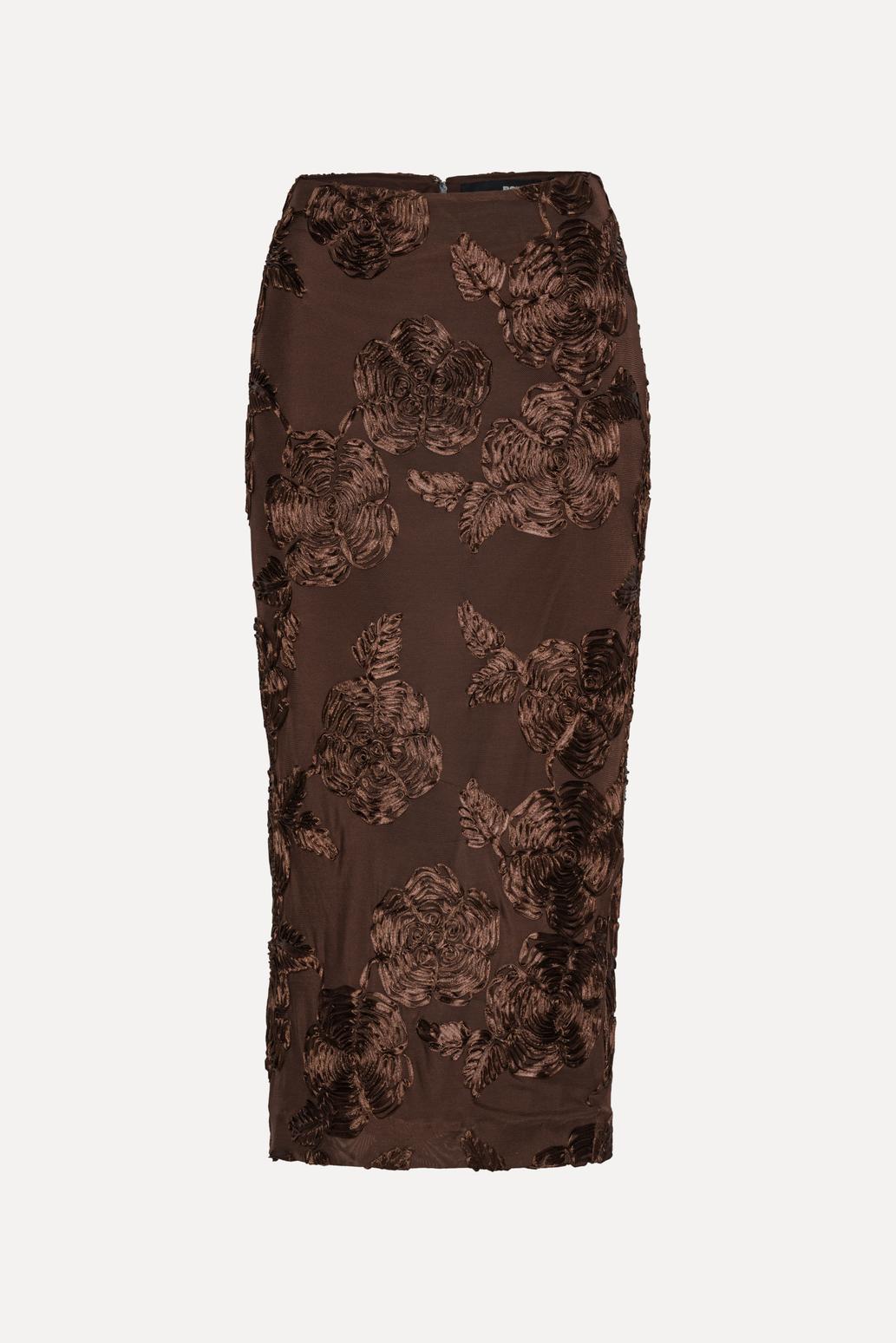 Flower Mesh Pencil Skirt