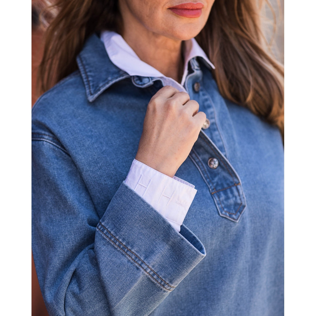 Popover Denim Dress