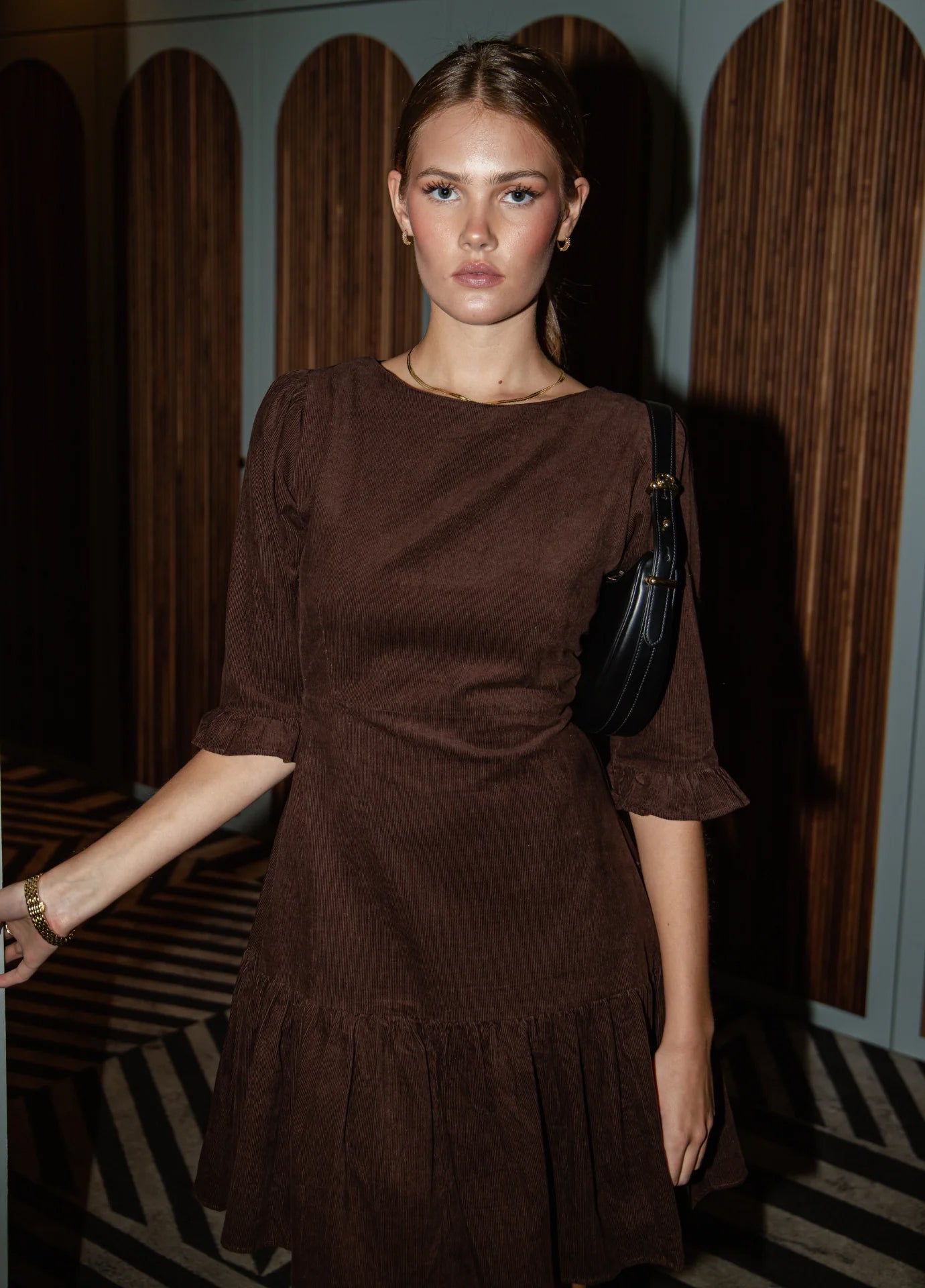 Rita Dress Dark Mocha Corduroy