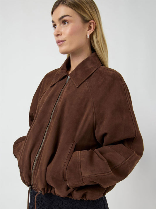 YasNoel Suede Leather Bomber Jacket