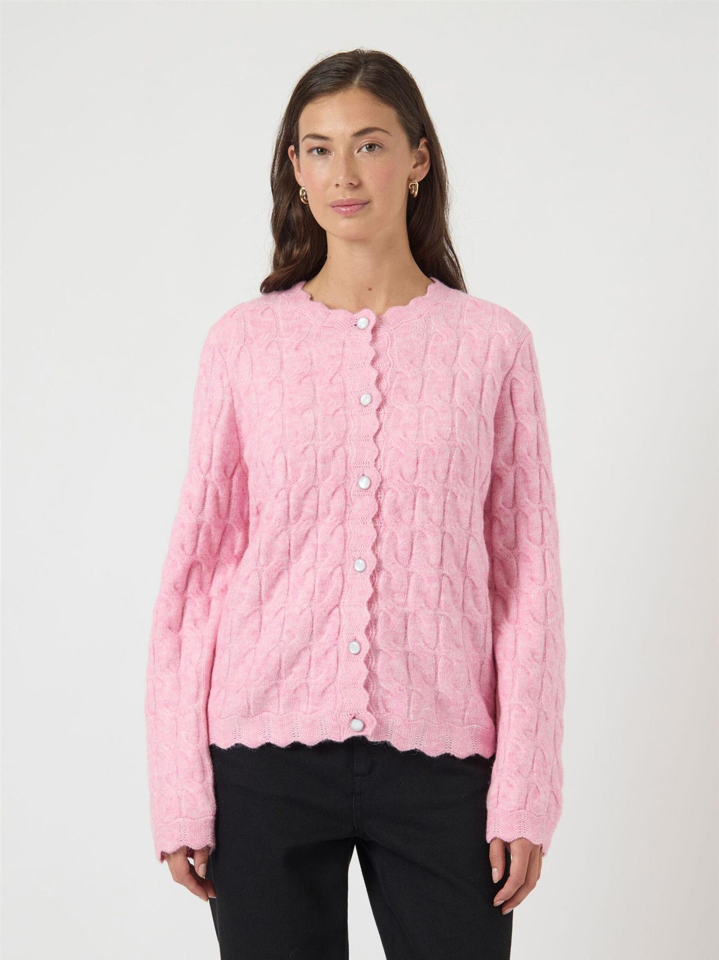 YasBubera Ls Knit Cardigan Moonlite Mauve