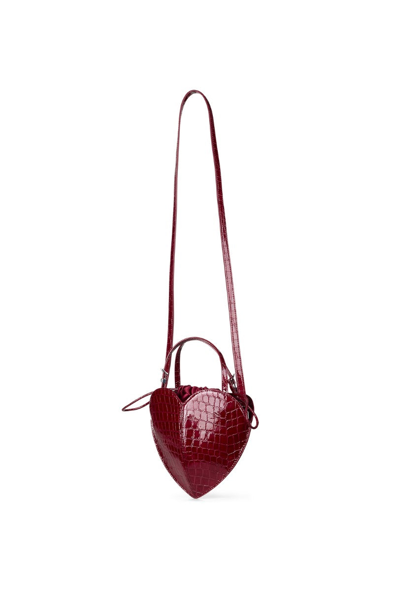 Pantent Croco Heart Bag - Windsor Wine