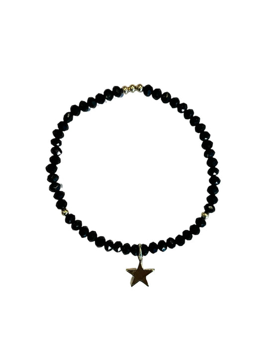 Crystal Bead Bracelet 4 mm Sparkled Black