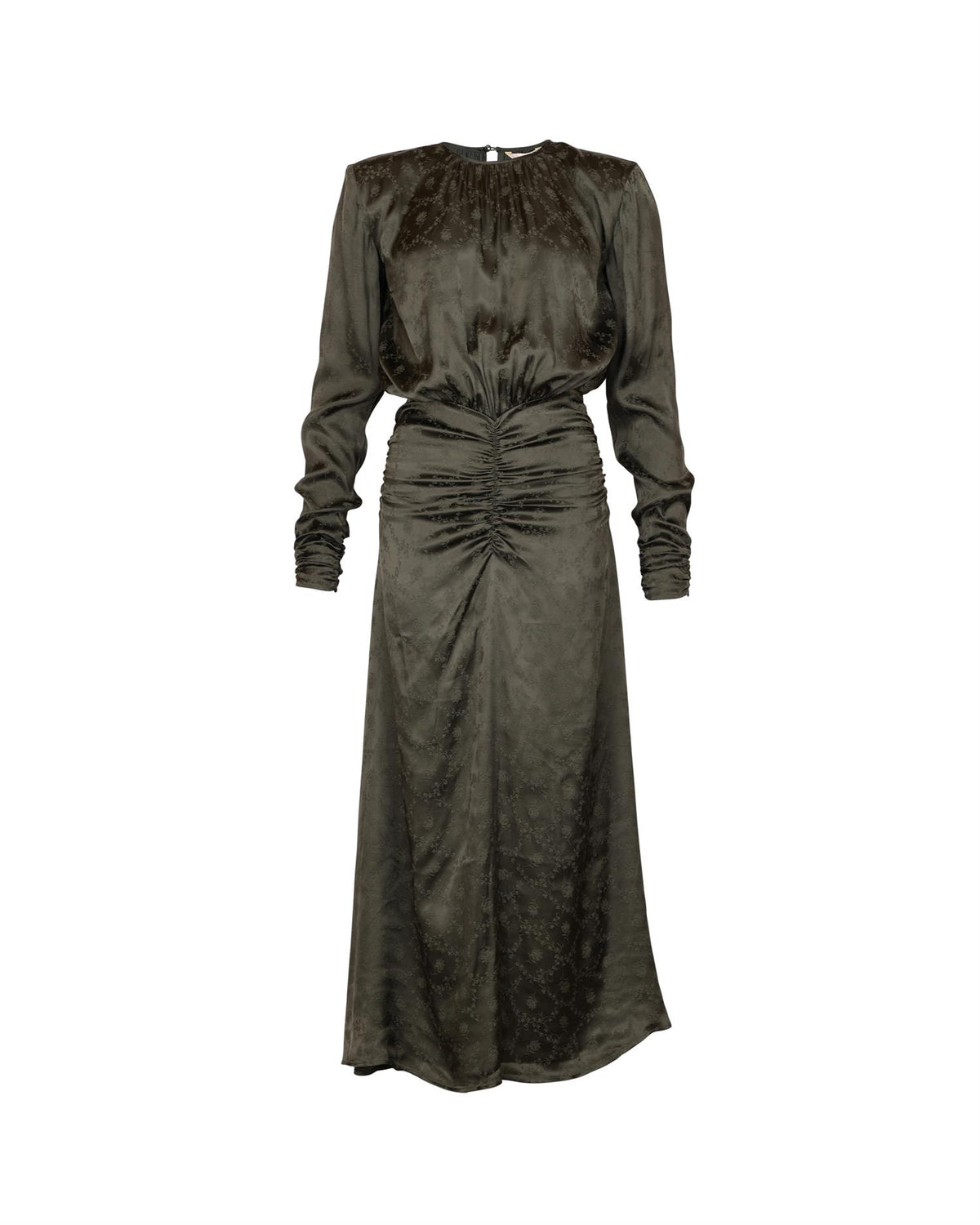 Jacquard Rouching Dress - Forest