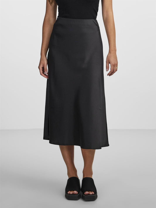 YASPELLA HW MIDI SKIRT S. BLACK