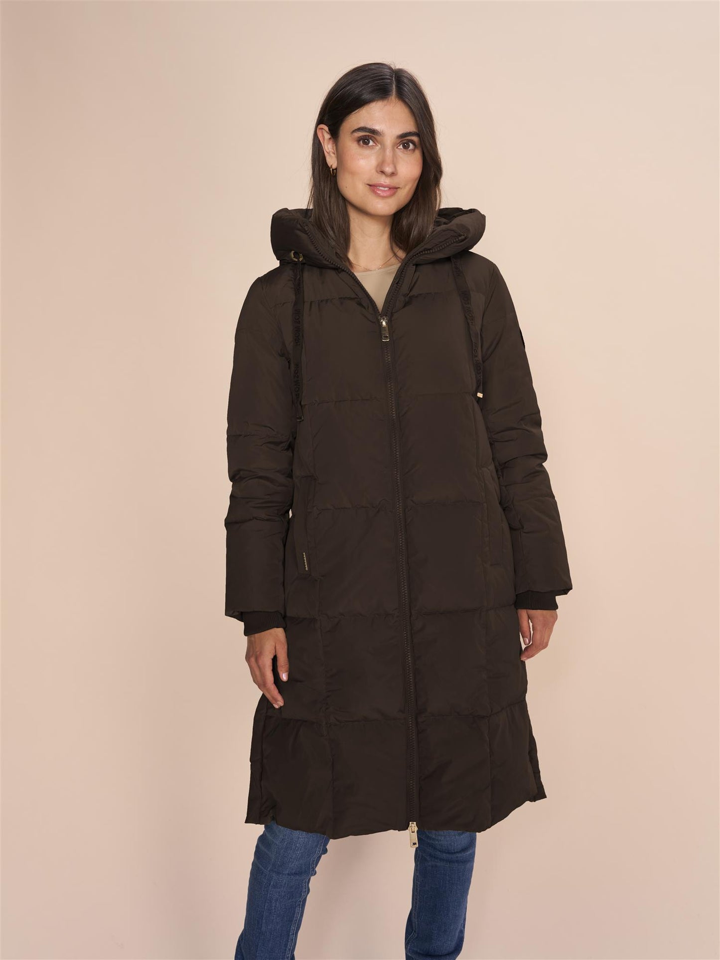 MMNova Square Down Coat Dark Brown / Slate Black