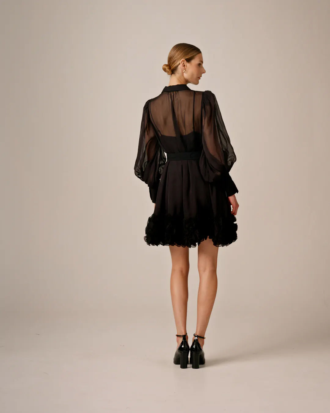 Organza Mini Dress Black