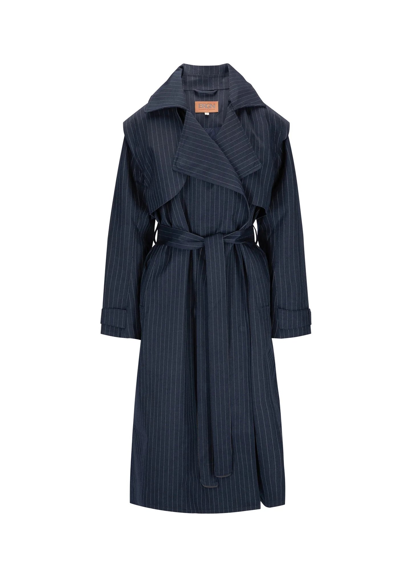 Regndråpe Trench Coat Navy Pinstripe