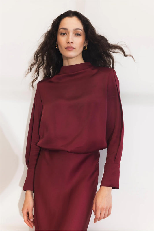 Arlene Blouse - Dark Red