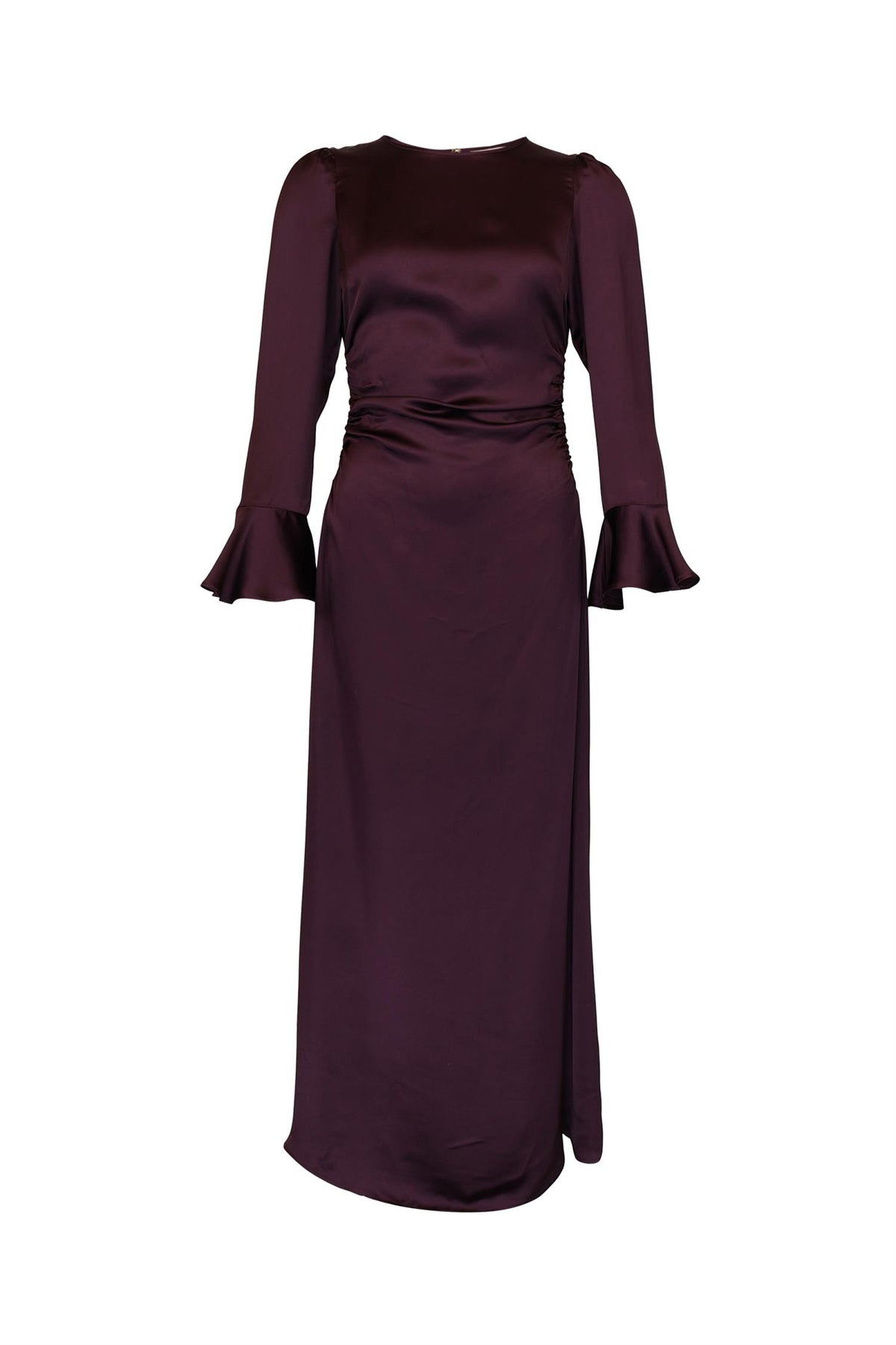 Satin Rouching Dress - Burgundy
