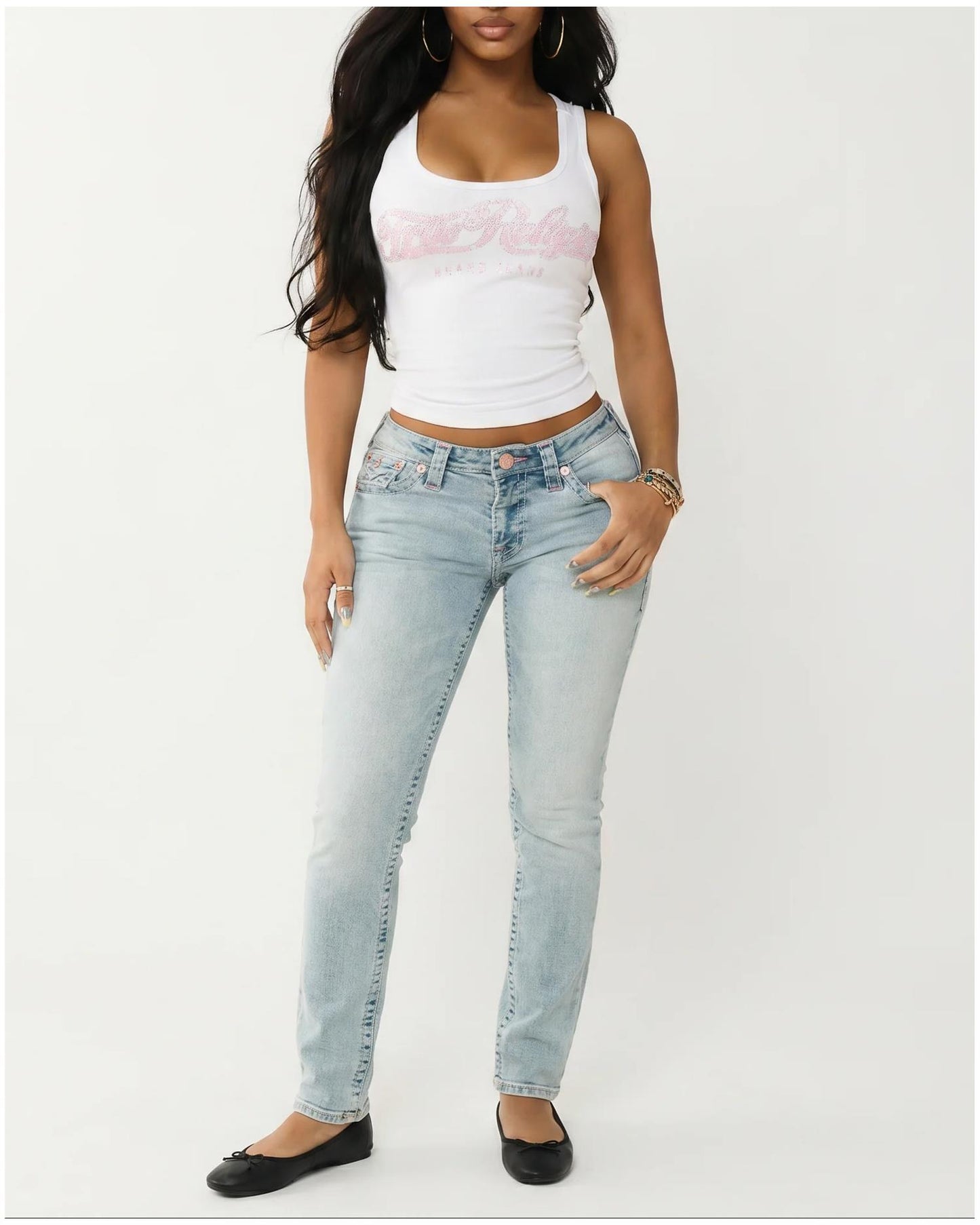 Crystal Square Neck Rib  Tank - Optic White