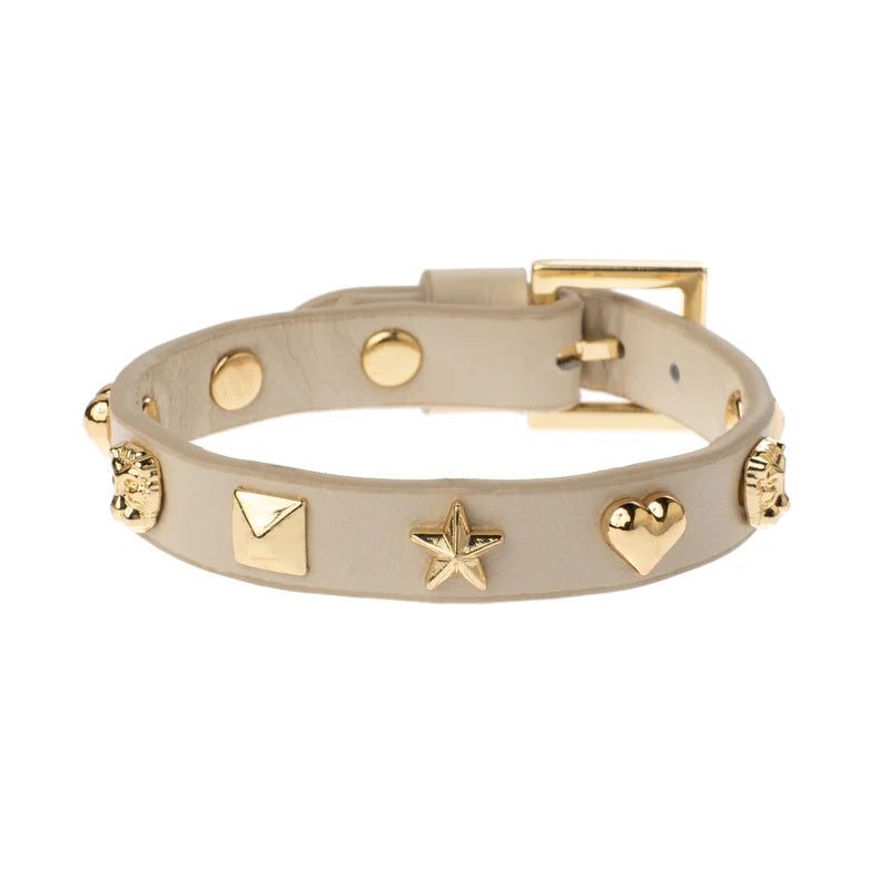 Leather Sign Stud Bracelet Sand