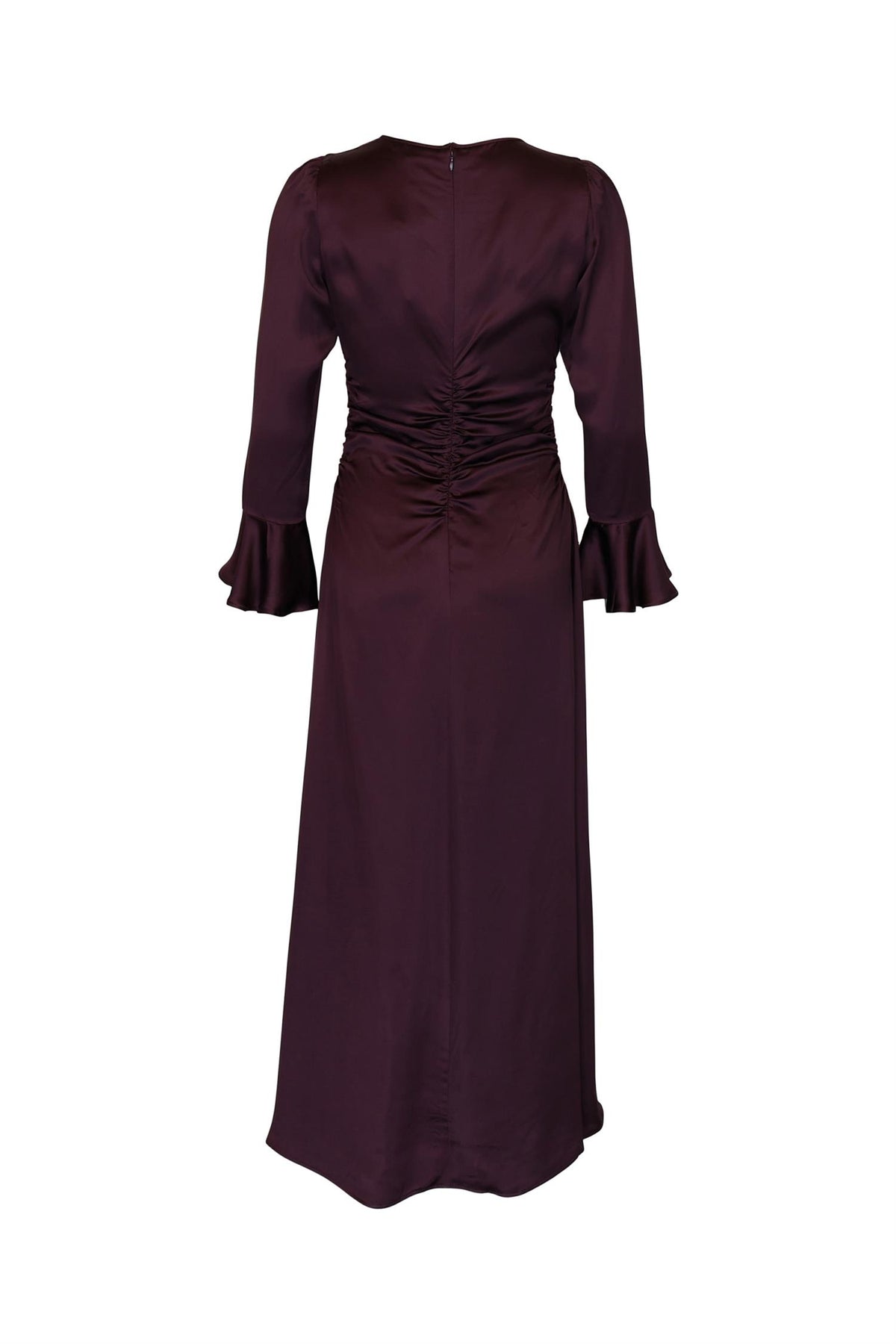 Satin Rouching Dress - Burgundy