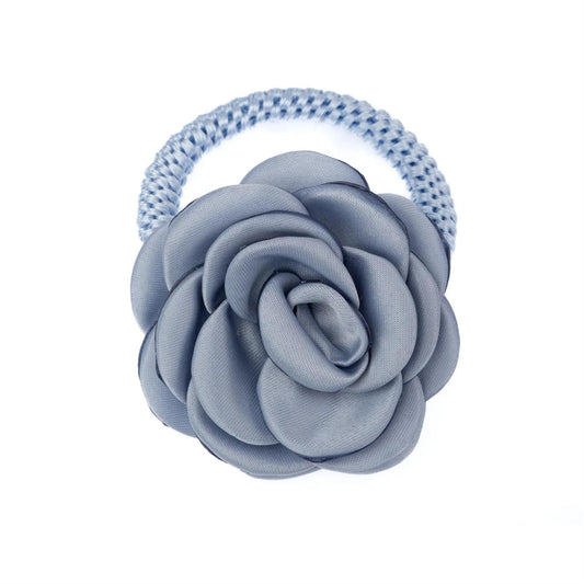 Satin Rose Hair Tie Light Blue
