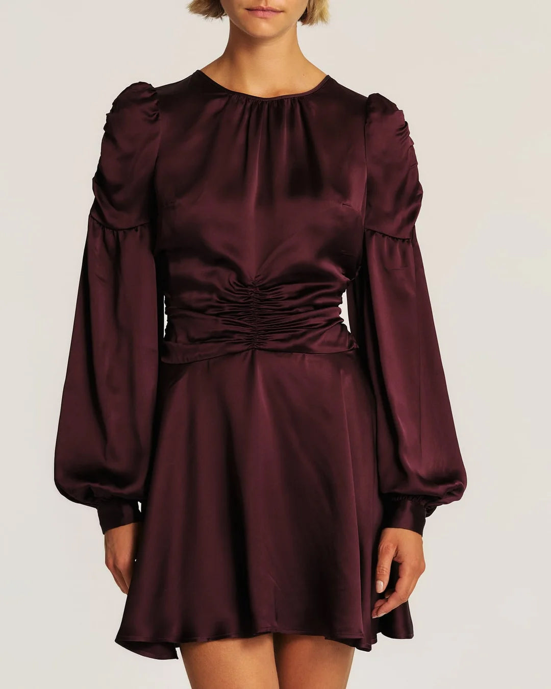 Satin Mini Dress - Burgundy