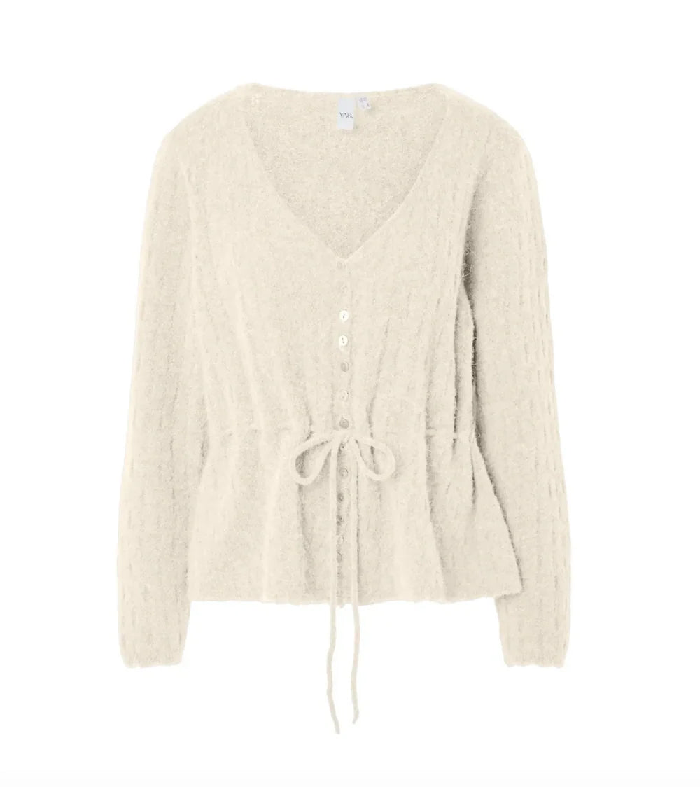 YasMellis Alpaca Blend Knit Cardigan - Pristine Melange