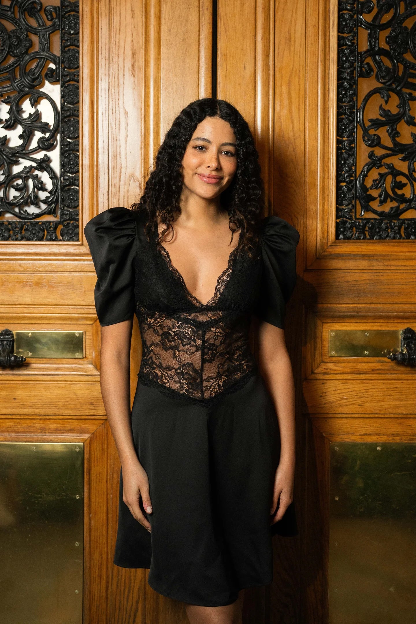 Francis Lace Mini Dress - Black