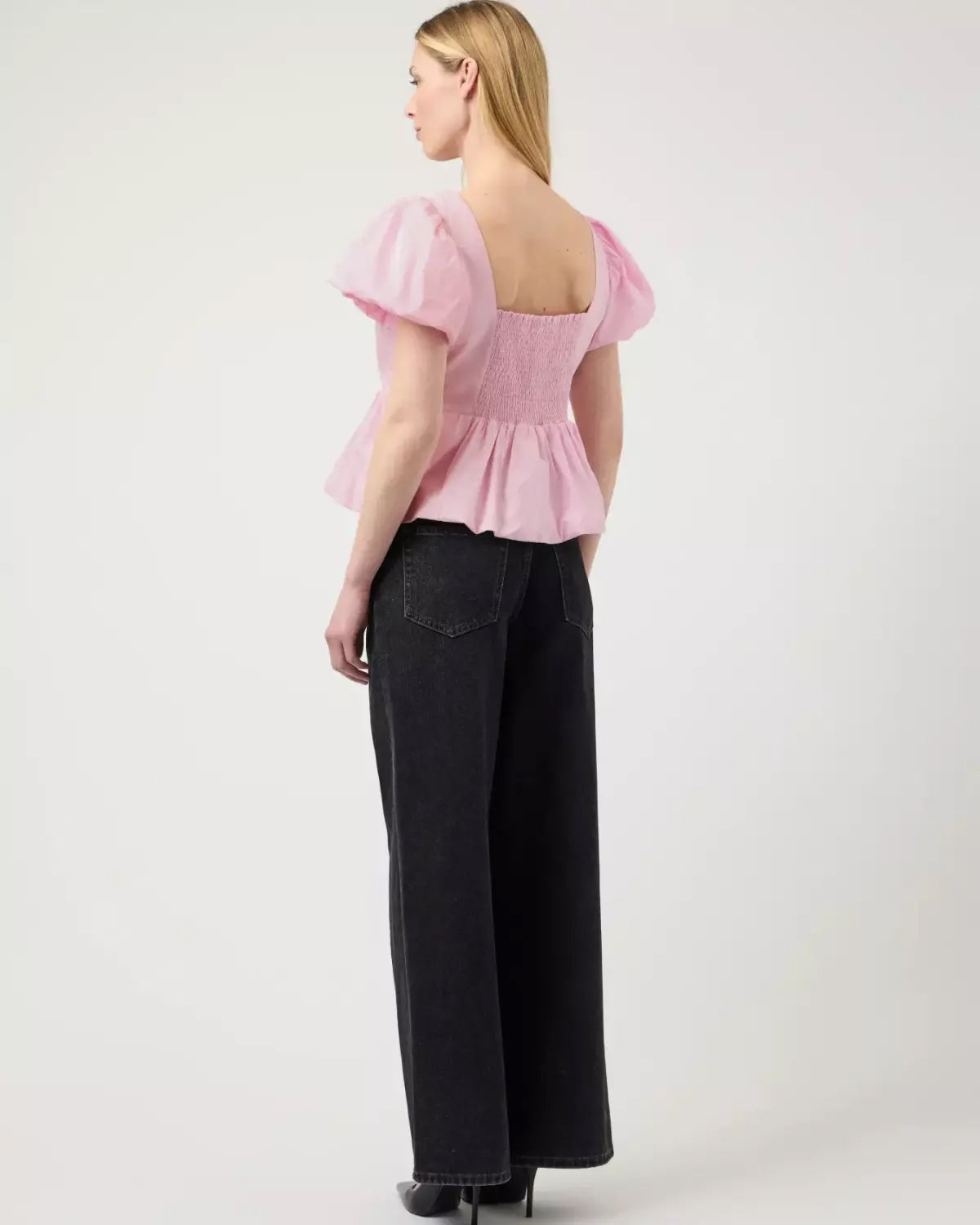 YasNille Bubble Hem Top - Pink Lady