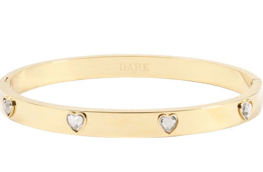 Crystal Heart Bangle Gold