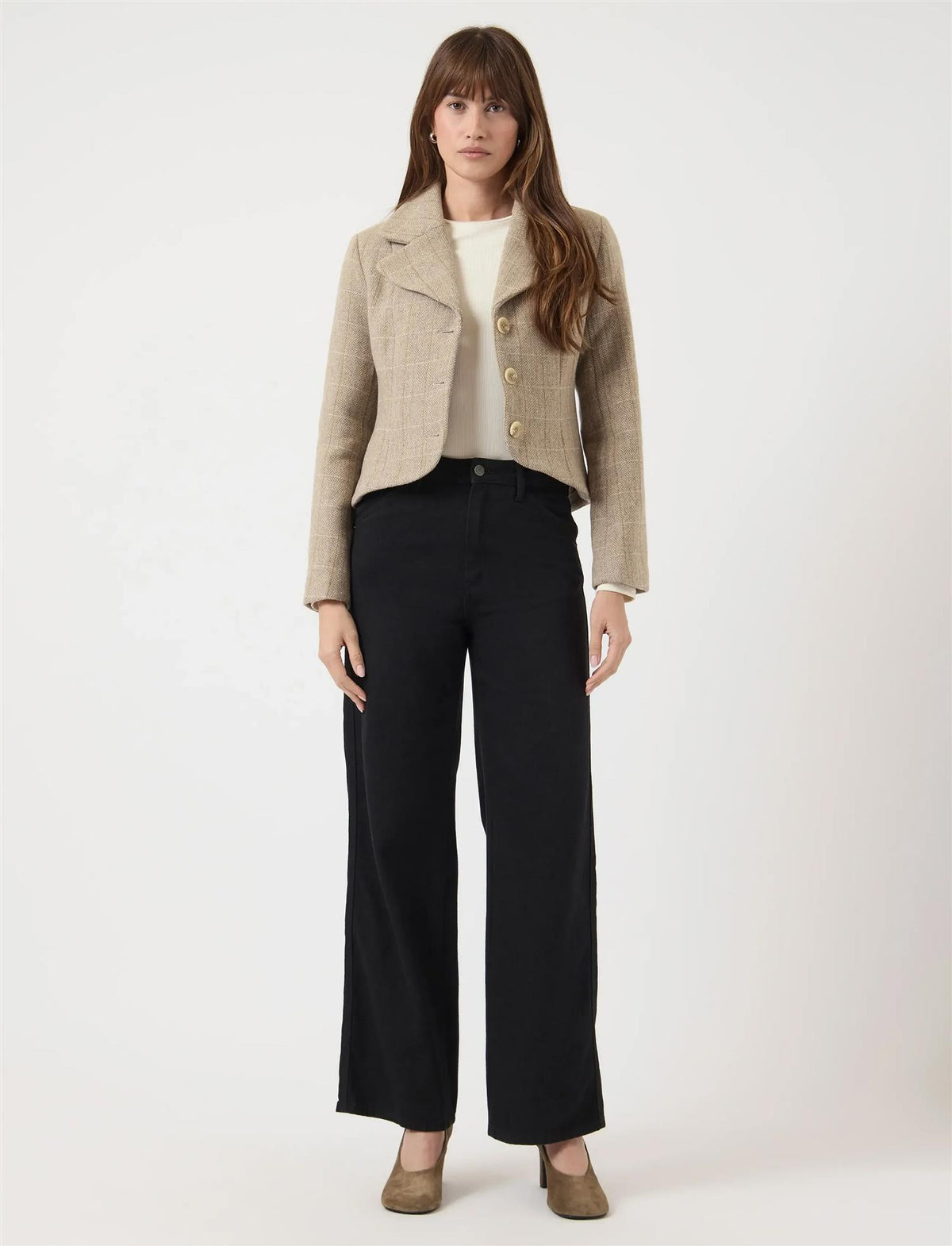 YasThela Wool Blend Short Jacket - Taupe Grey
