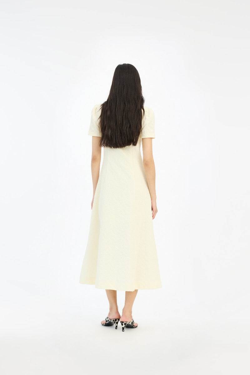 Jacquard Flared Dress - Winter White