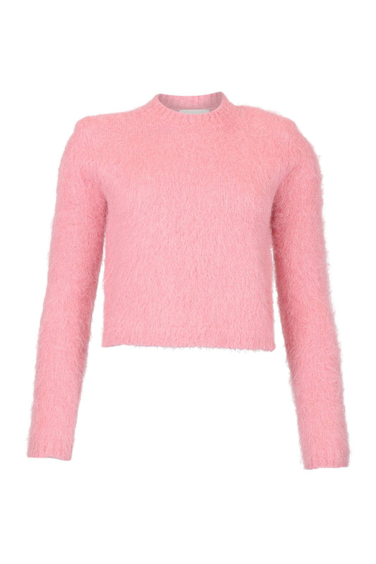 Hairy Knit Sweater - Pink