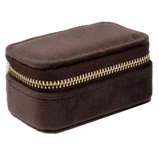 Velvet Jewellery Box Micro Chocolate Brown
