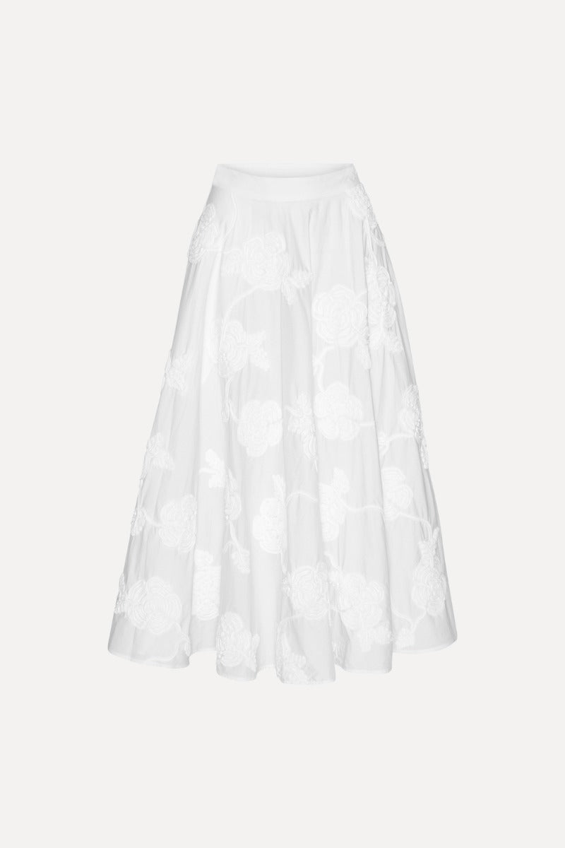 Flower Maxi Skirt - Bright White