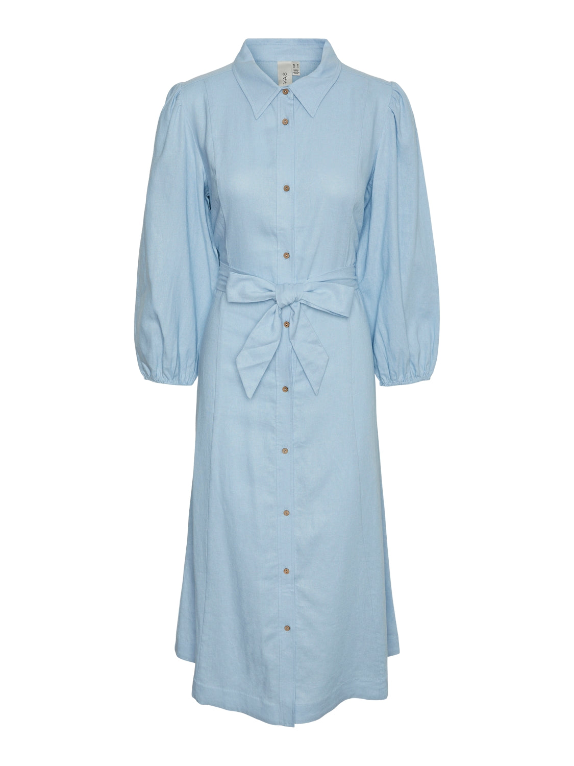 Yasflaxy 3/4 linen shirt dress Clear sky