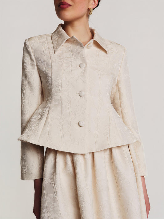 Brocade Blazer - Vintage White