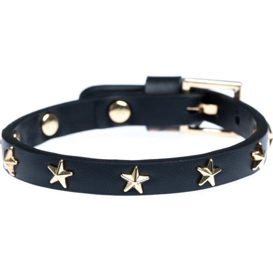 Leather Star Stud Bracelet Mini Black