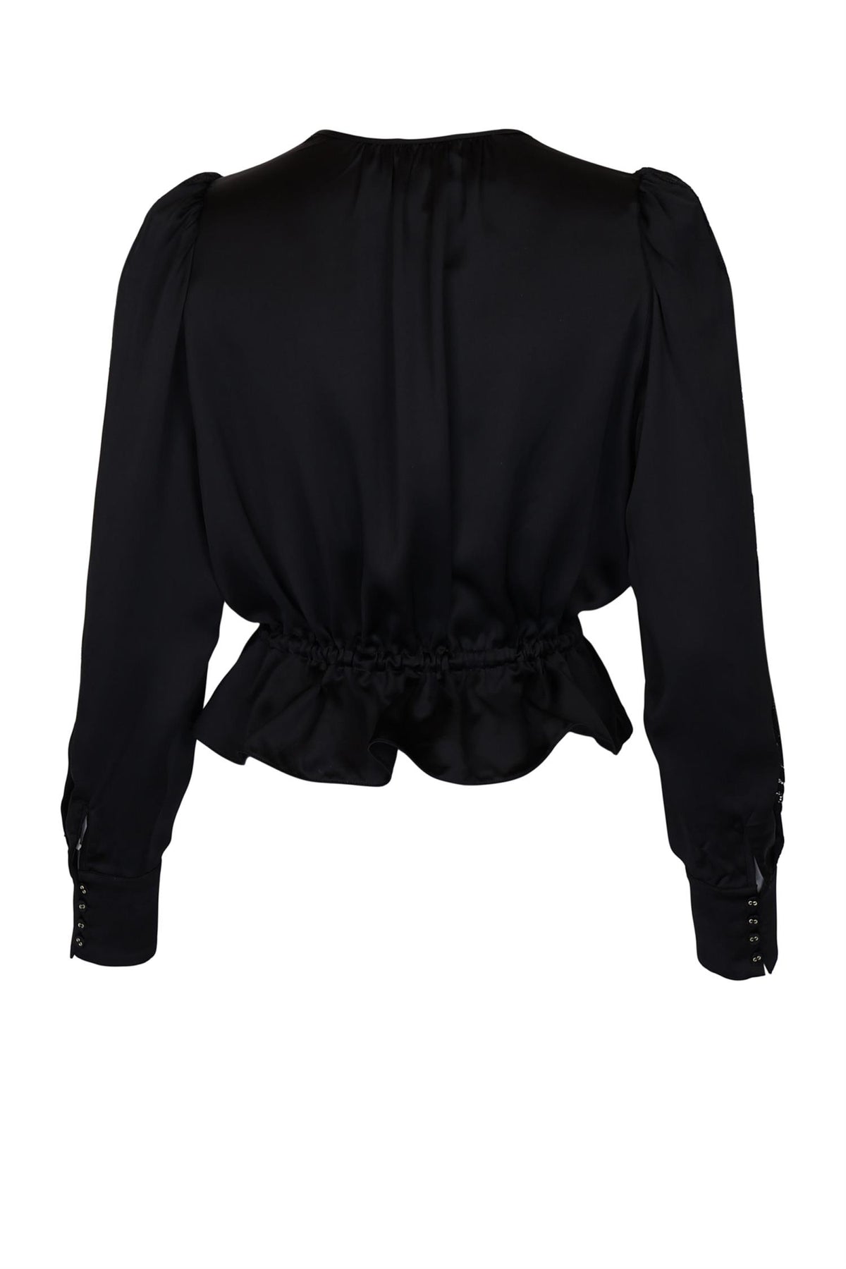 Satin Tie Blouse - Black