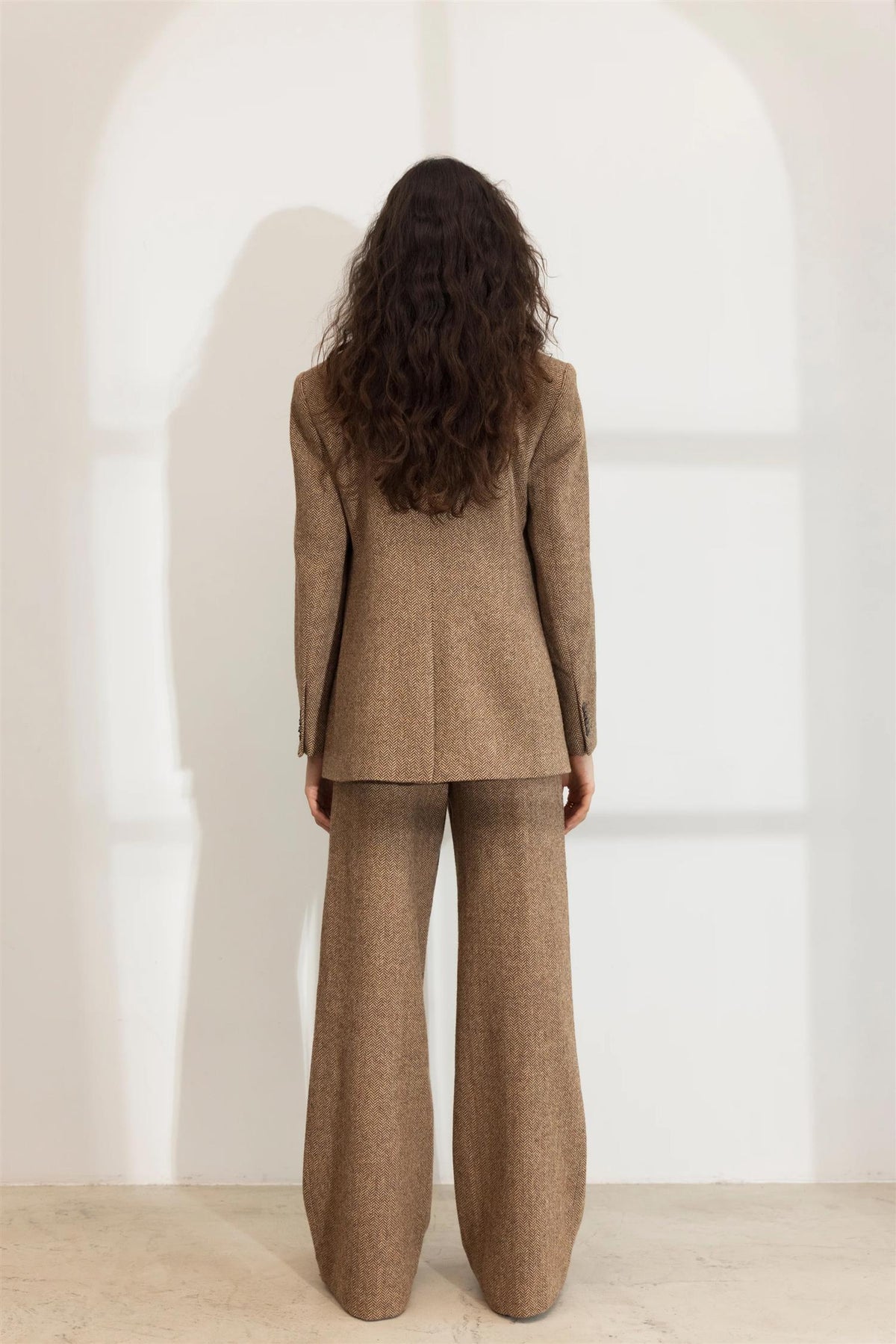 Abby Herringbone Blazer - Cognac Herringbone
