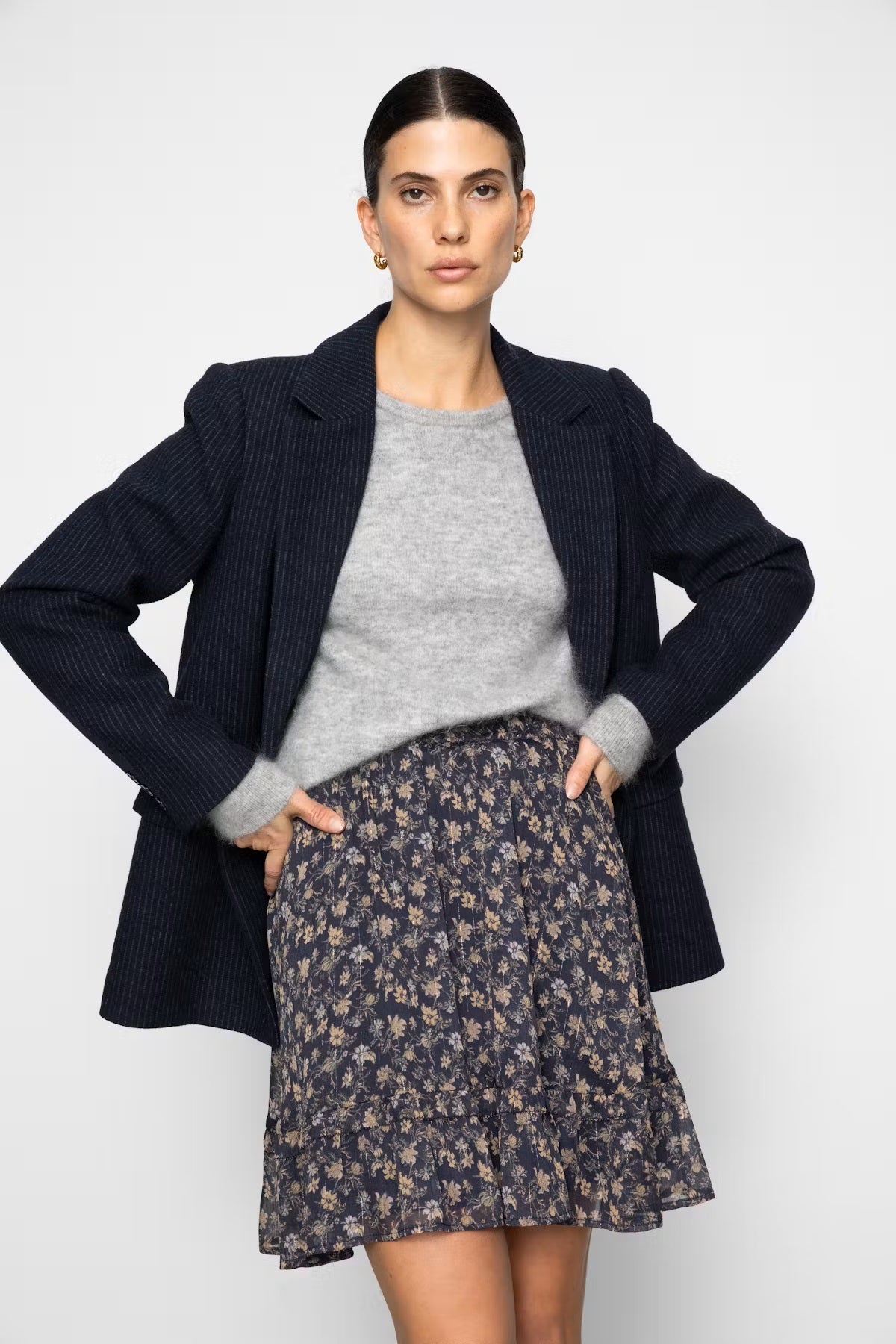 Sunniva Skirt Navy Dahlia Print