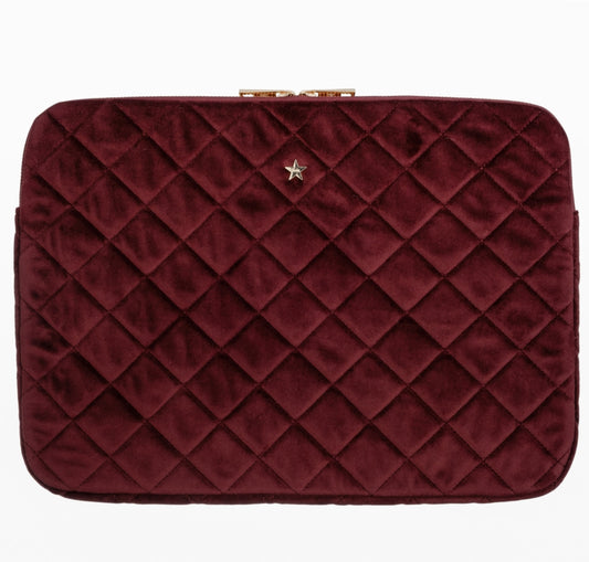 Velvet Quilted Mac Cover Maroon