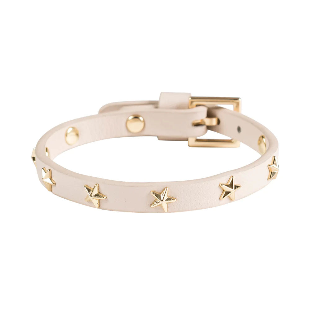 LEATHER STAR STUD BRACELET MINI Sand