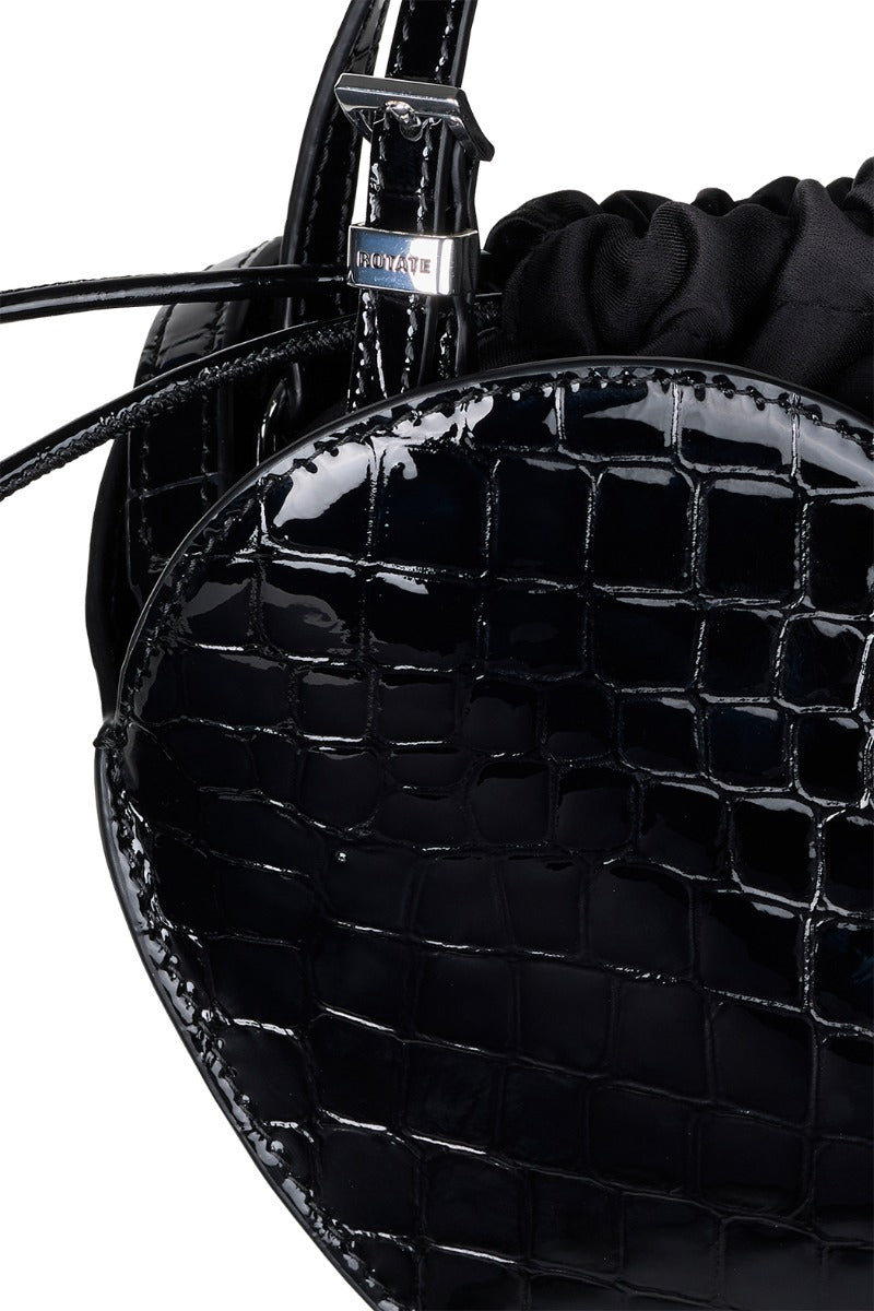 Pantent Croco Heart Bag - Black