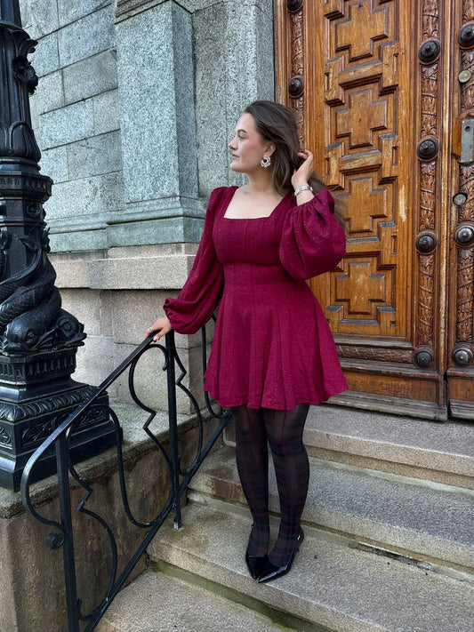 Sophie Tweed Dress Deep Red