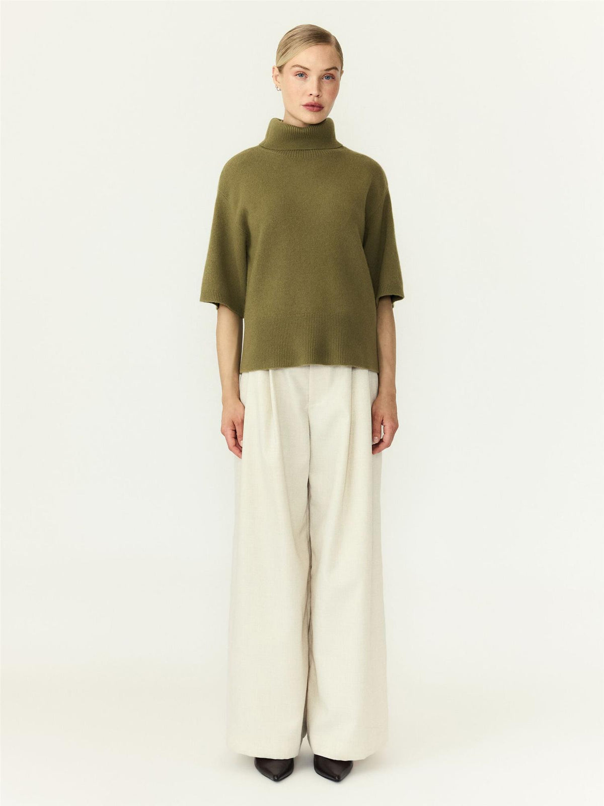YasEmila Wool Knit Pullover - Fir Green Melange
